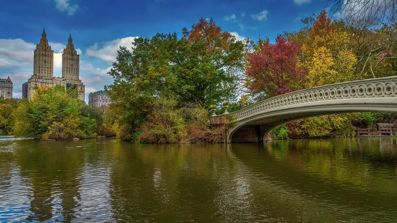 Bow Bridge in Central Park in autumn