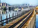 A railroad bridge over the river in the Bronx