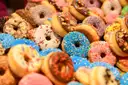 Colourful frosted donuts