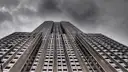 The Empire State Building seen straight up from its base