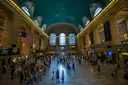 Grand Central's main concourse with its green ceiling and big windows