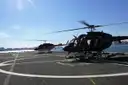 A sightseeing helicopter in flight over New York