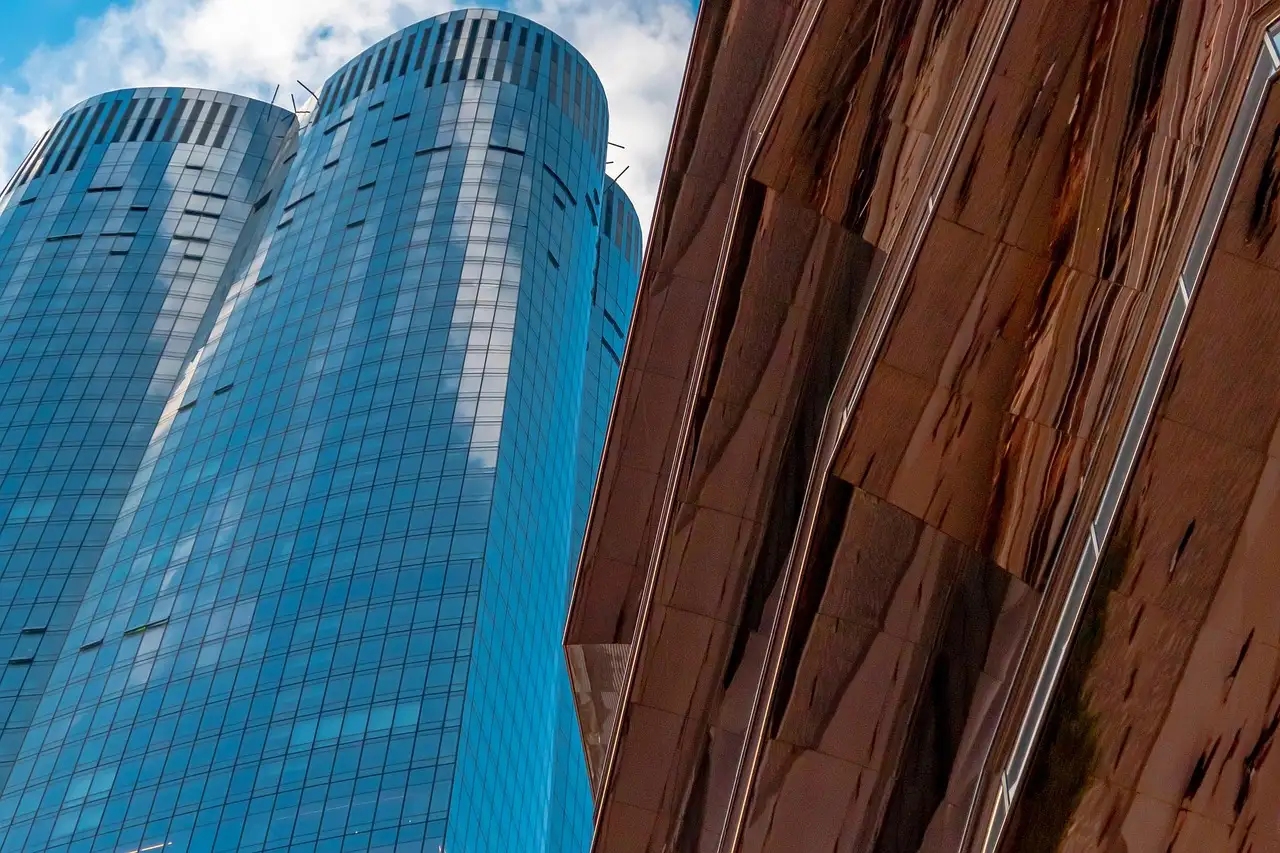 Hudson Yards towers next to the copper Vessel