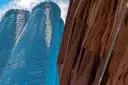 Hudson Yards towers next to the copper Vessel