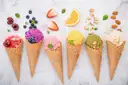 A row of ice cream cones