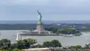 The Statue of Liberty on Liberty Island, seen across New York Harbor