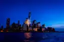 Lower Manhattan in the blue hour from the water