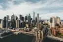 Lower Manhattan and the Brooklyn Bridge seen from the air