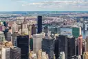 Midtown East office towers and the East River seen from high above