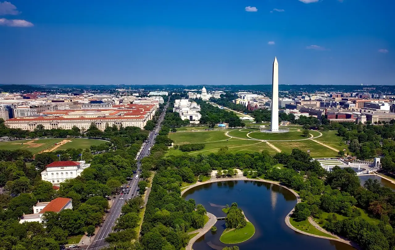 The National Mall and Washington Monument from the air