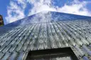 The glass facade of One World Trade Center
