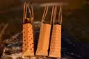 Orange paper shopping bags
