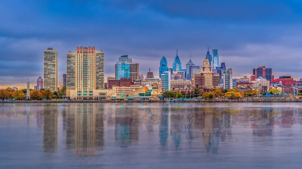 The Philadelphia skyline across the river