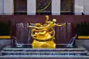 The gold Prometheus statue at Rockefeller Center