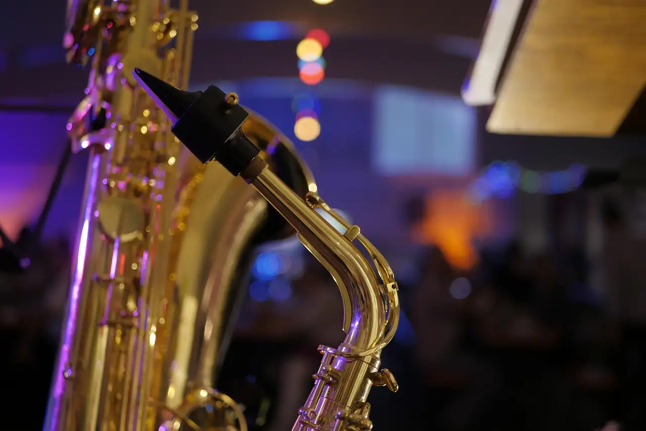 A saxophone on a stand