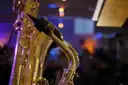 A saxophone on a stand