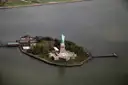 The Statue of Liberty seen from the air