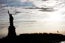 The Statue of Liberty in silhouette