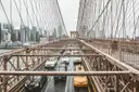 Taxis and traffic on the Brooklyn Bridge
