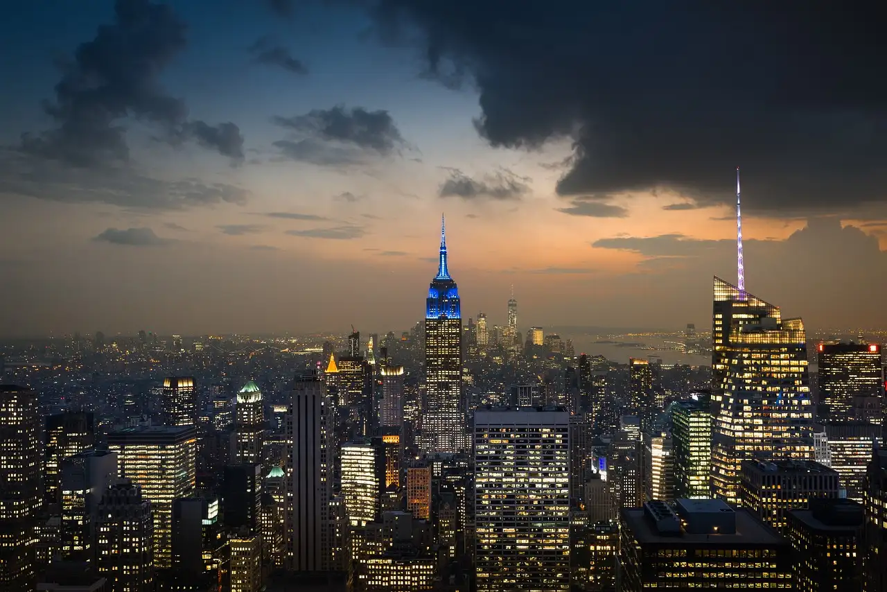Dusk view south from Top of the Rock over Midtown