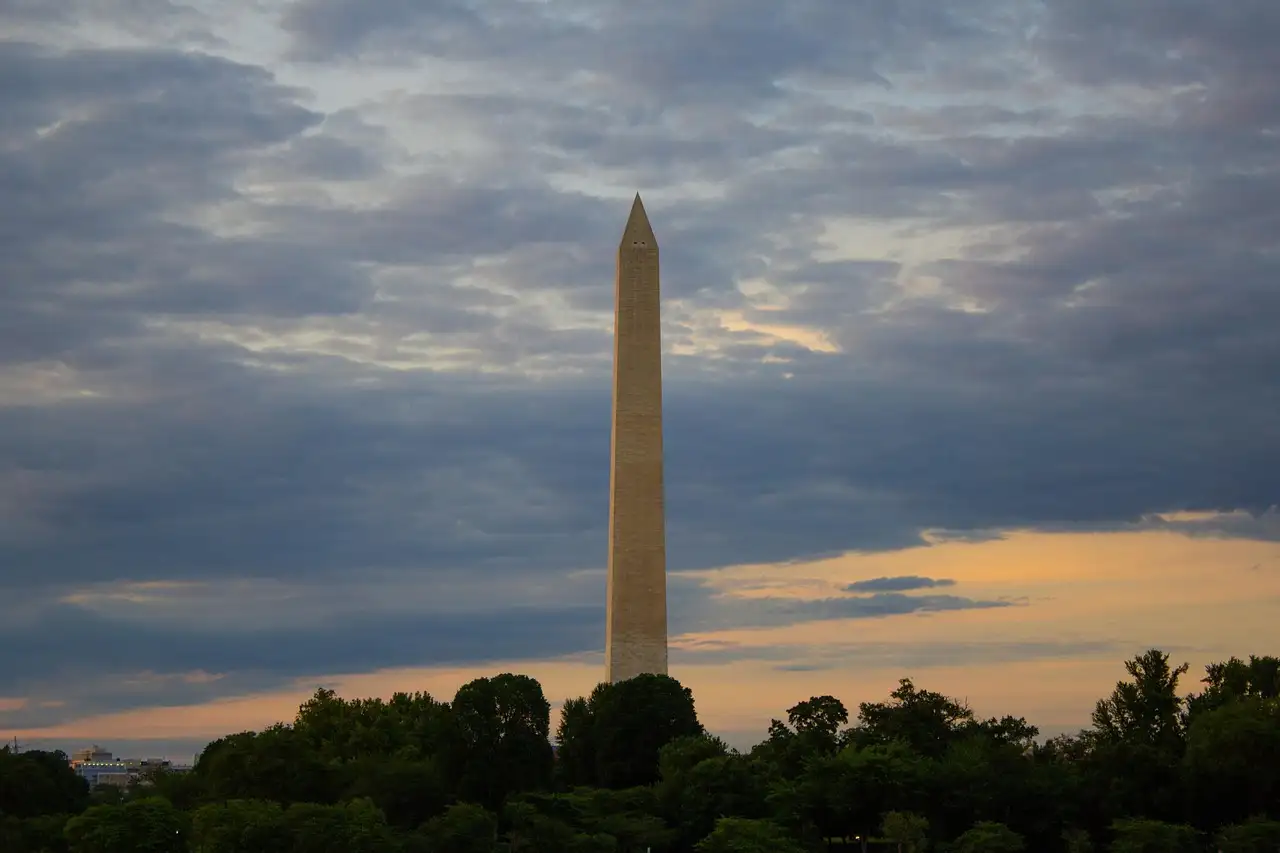 The Washington Monument in Washington DC at dusk